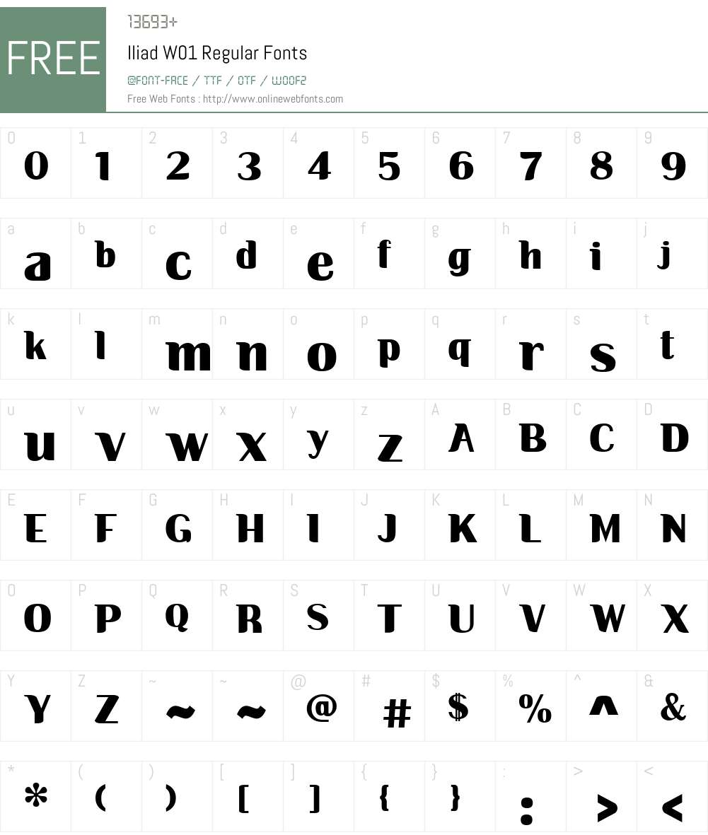 IliadW01-Regular Font Screenshots