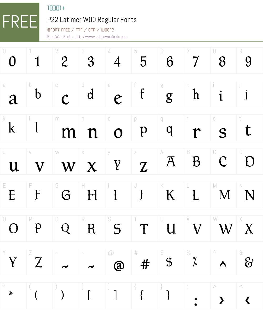 P22LatimerW00-Regular Font Screenshots