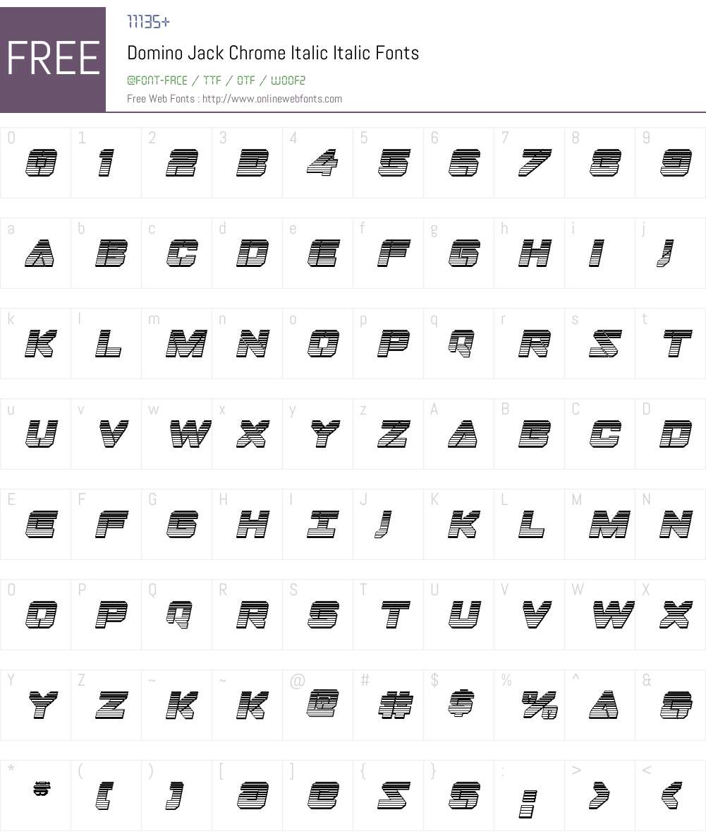 Domino Jack Chrome Italic Font Screenshots
