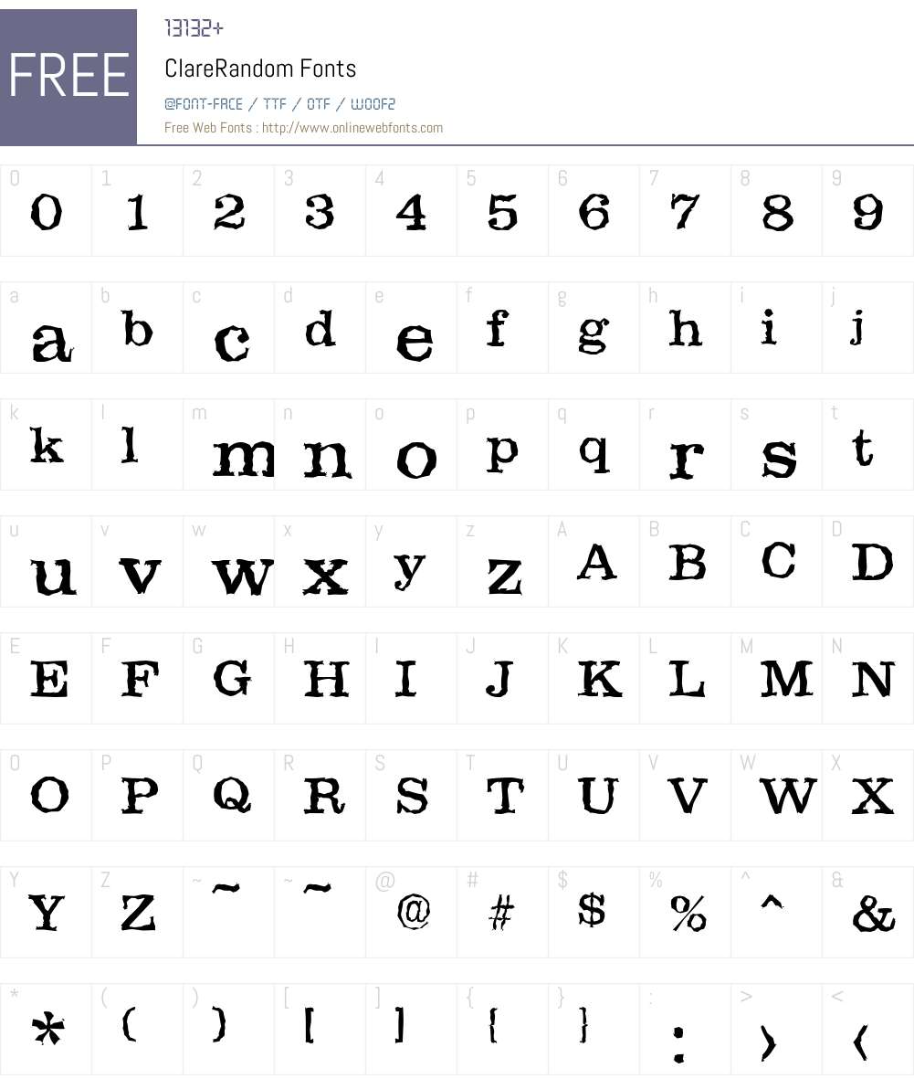 ClareRandom Font Screenshots