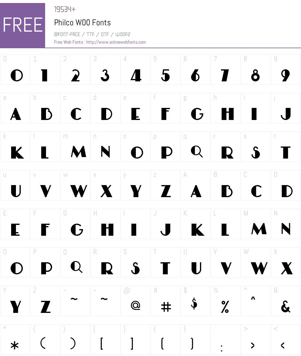 PhilcoW00 Font Screenshots