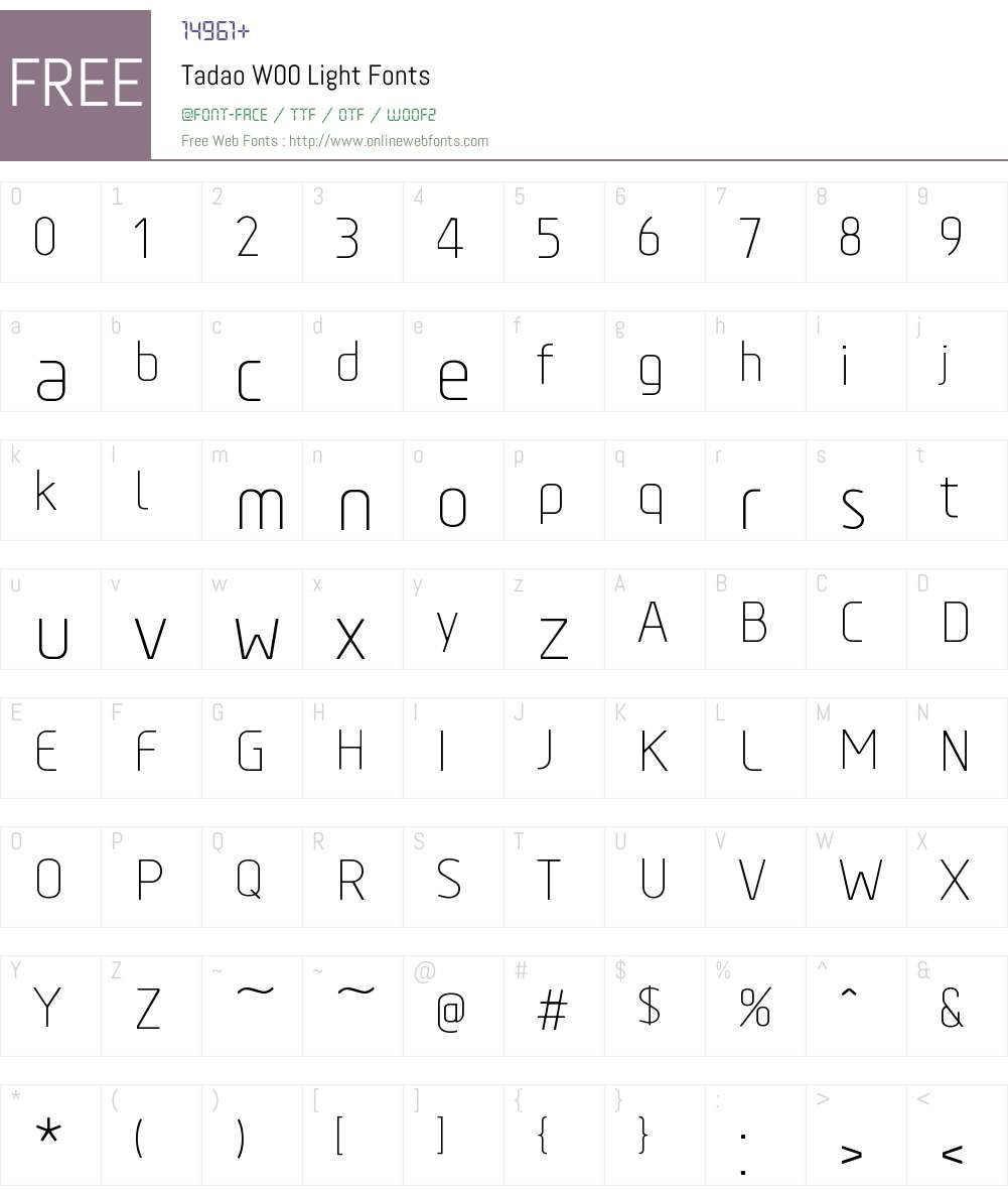 TadaoW00-Light Font Screenshots