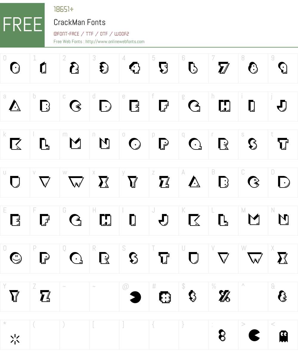 CrackMan Font Screenshots