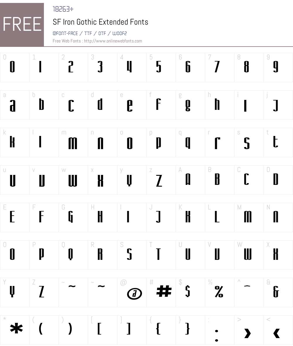 SF Iron Gothic Extended Font Screenshots