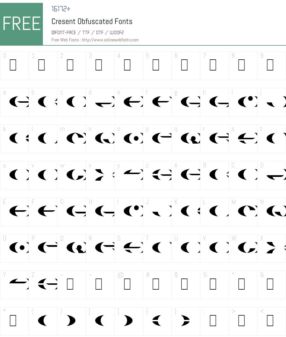 Cresent Obfuscated Font Screenshots
