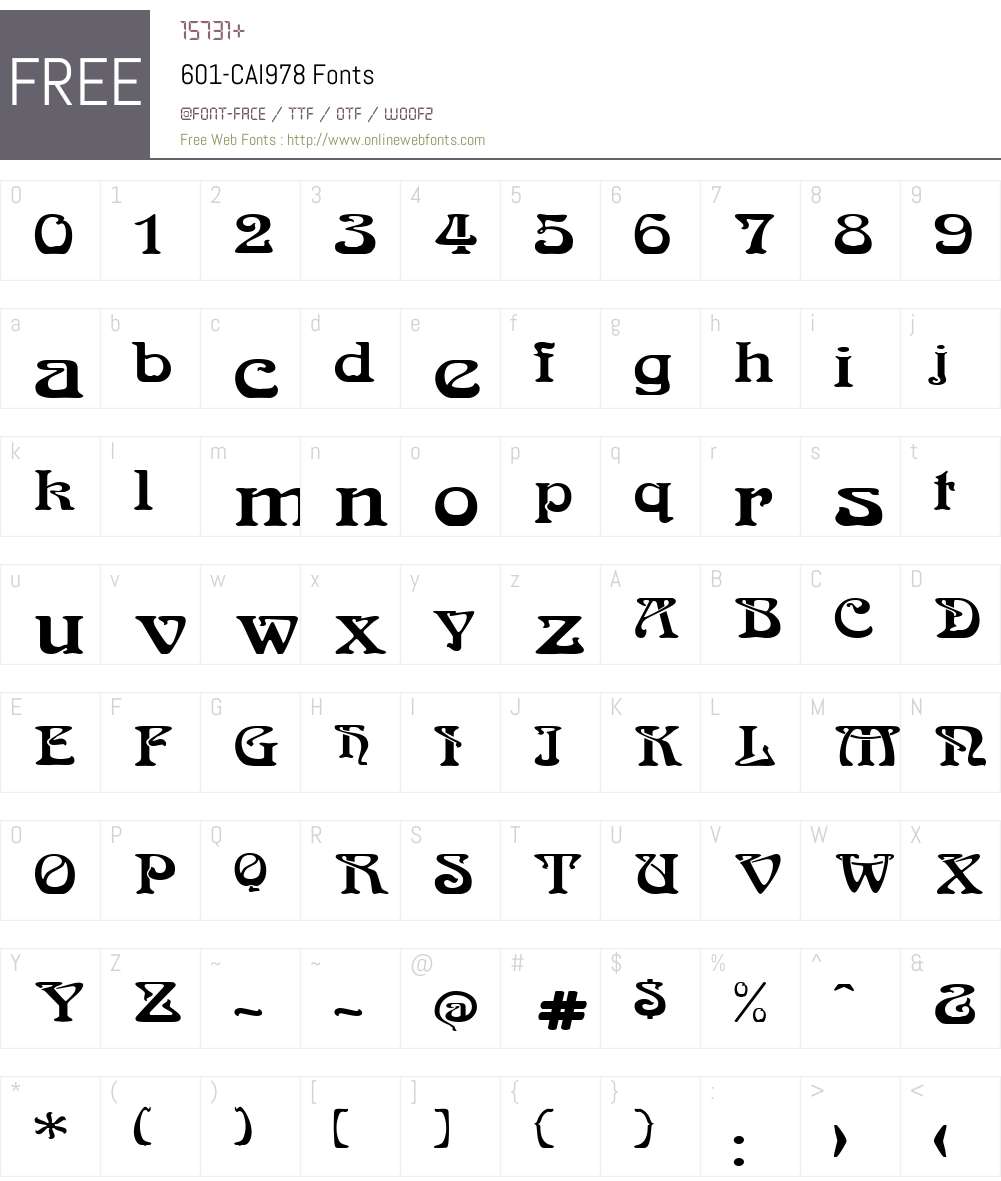 601-CAI978 Font Screenshots