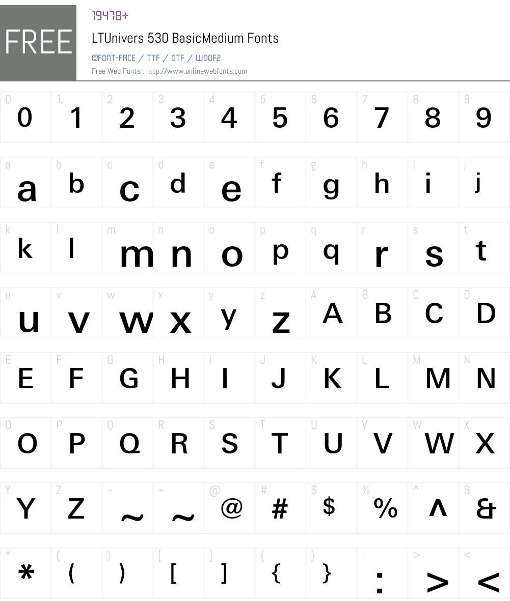 LTUnivers Font Screenshots