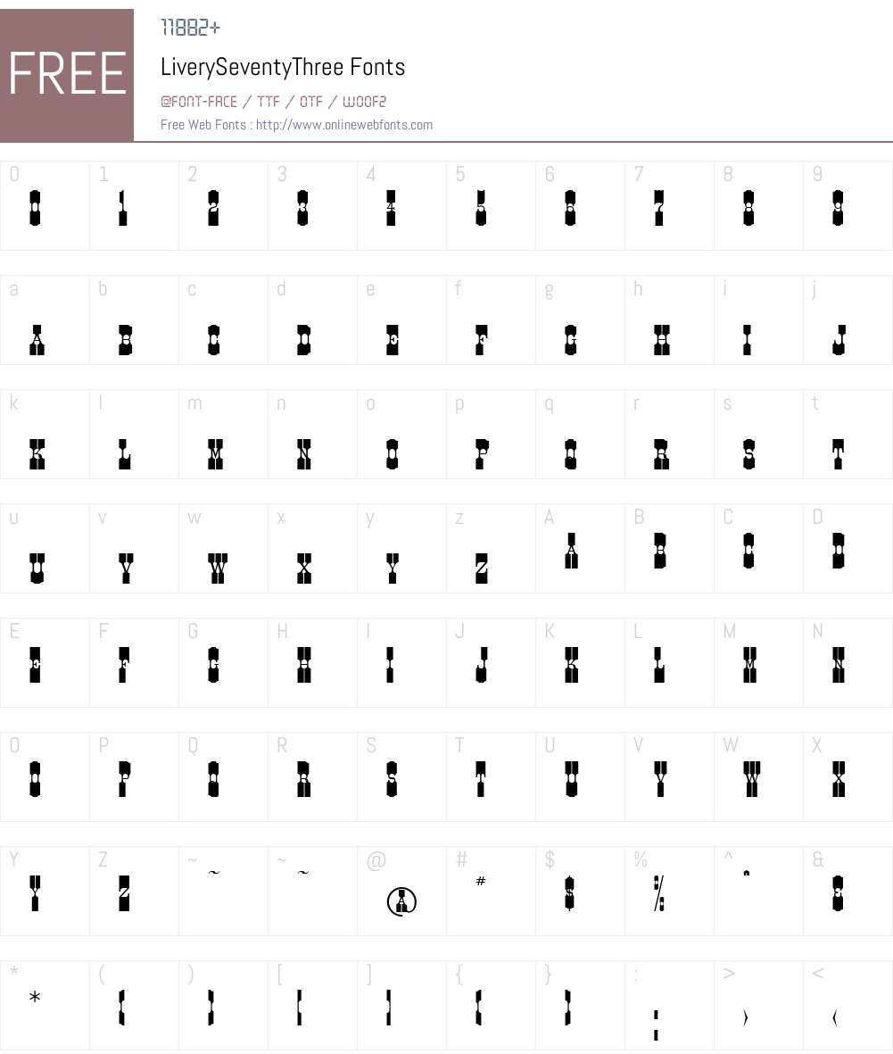 LiveryW01-SeventyThree Font Screenshots