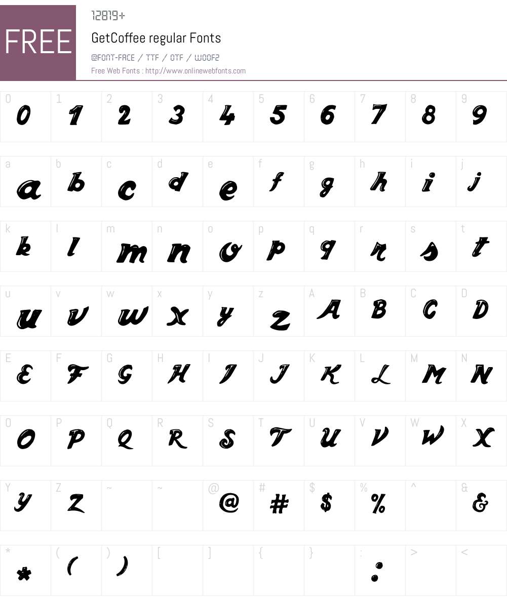 GetCoffee regular Font Screenshots