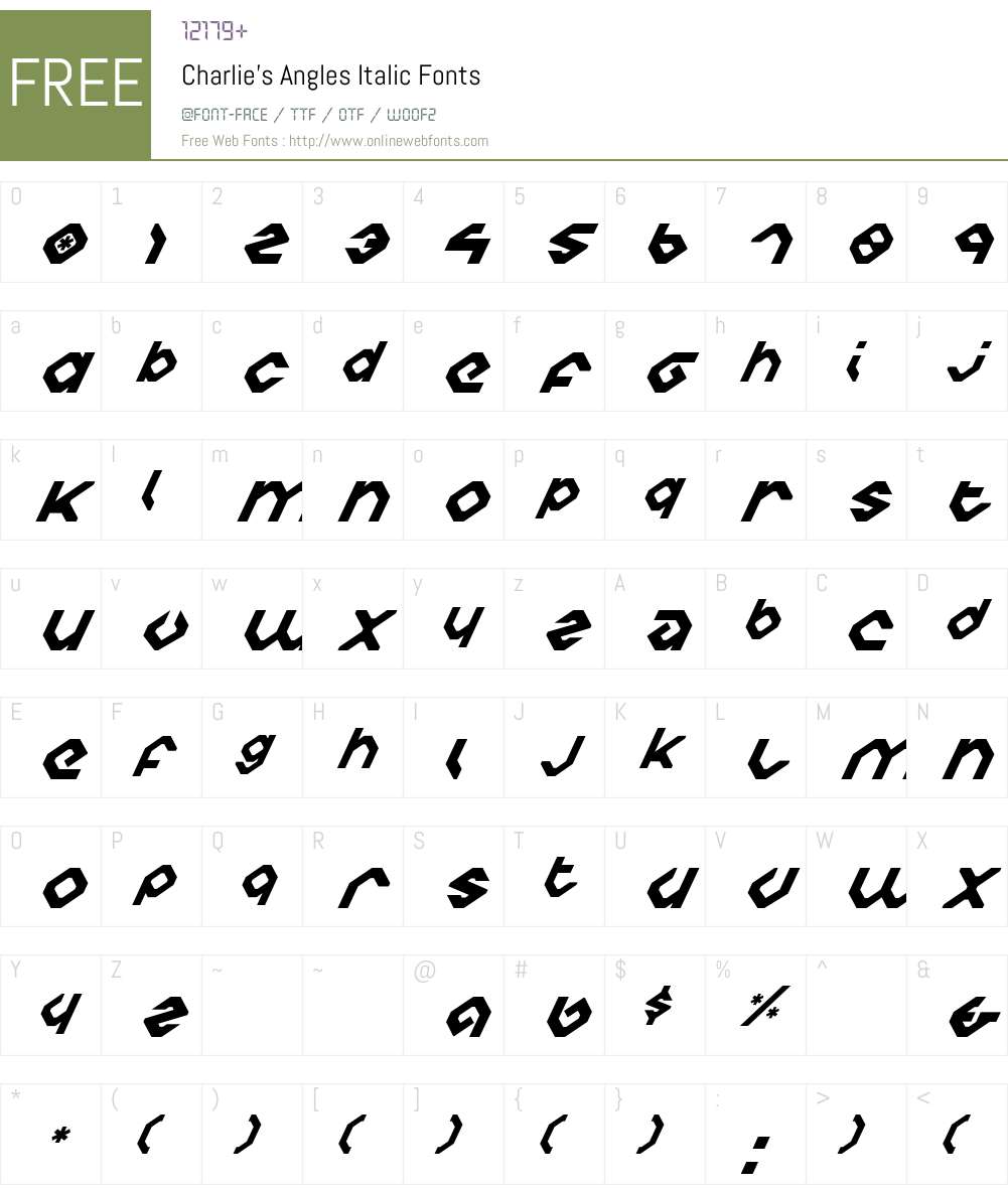 Charlie's Angles Italic Font Screenshots