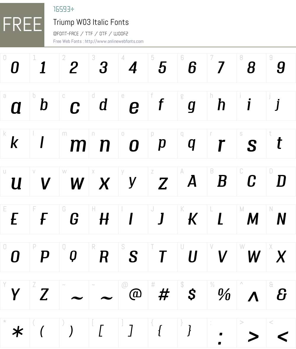 Triump Font Screenshots
