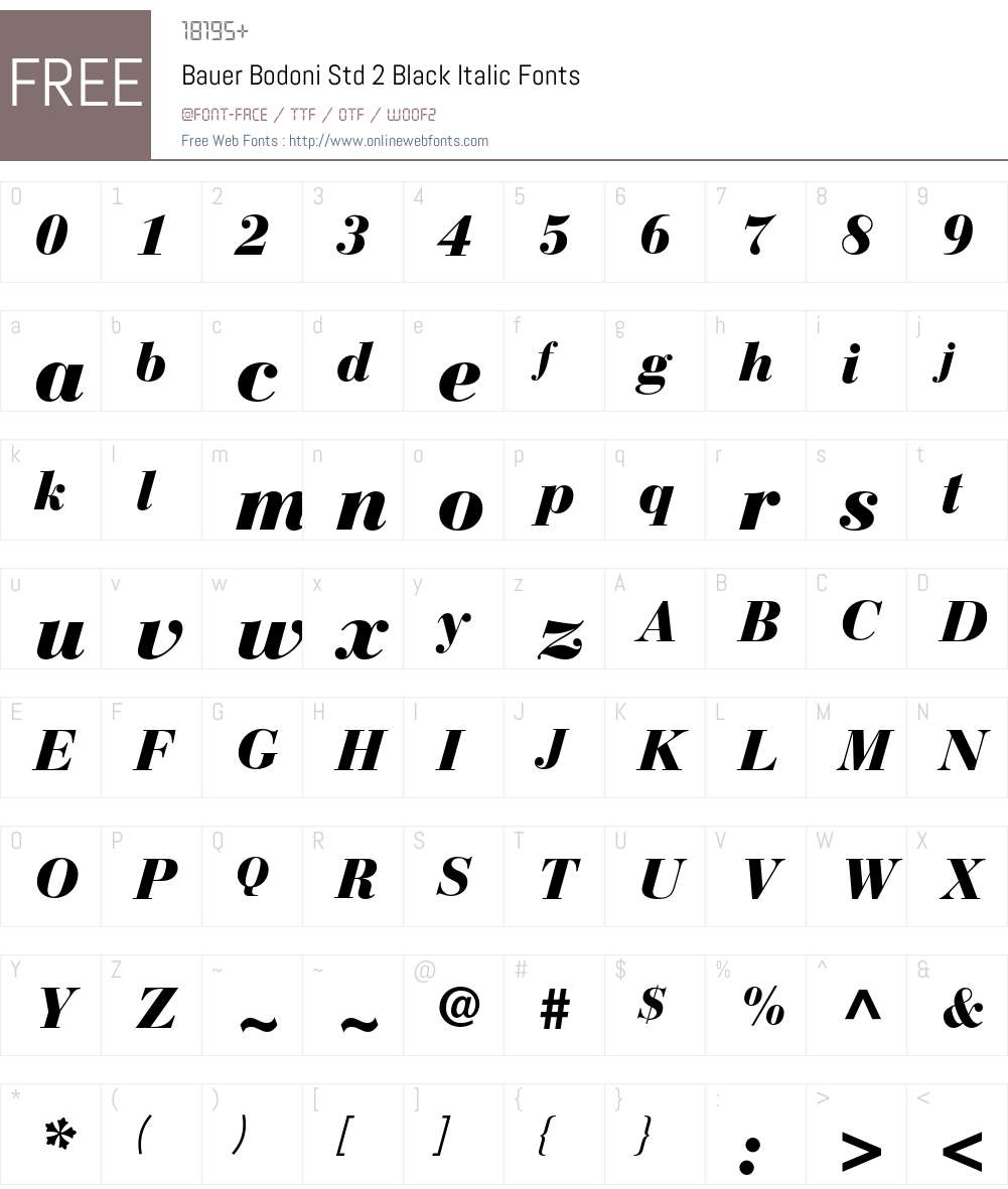 Bauer Bodoni Std 2 Font Screenshots