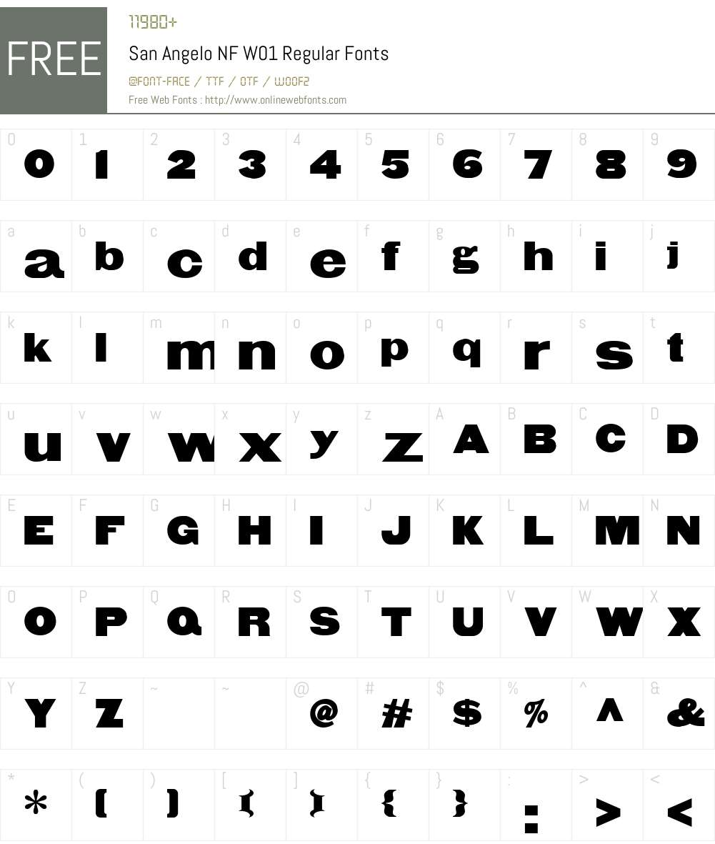 SanAngeloNFW01-Regular Font Screenshots