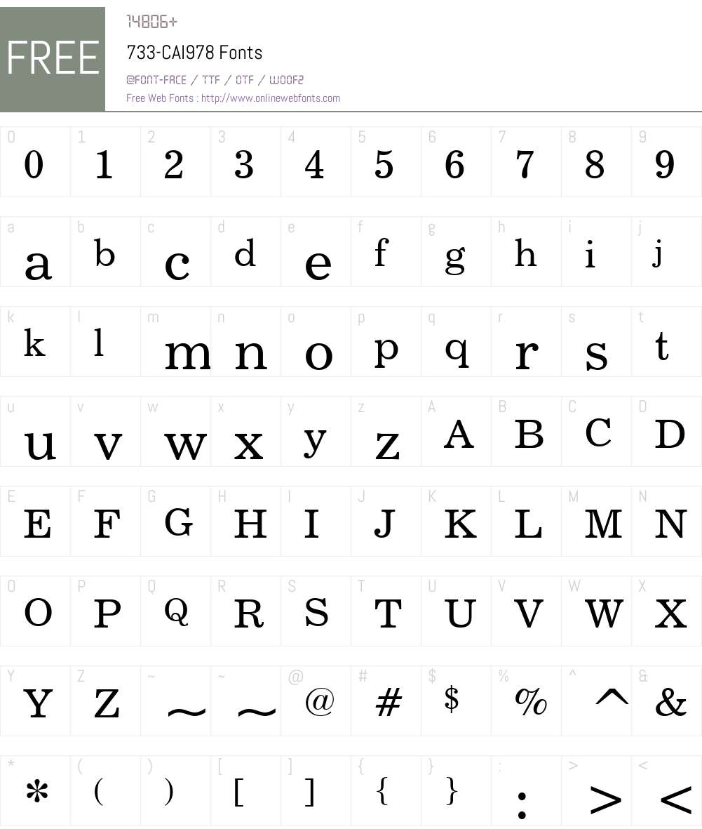 733-CAI978 Font Screenshots