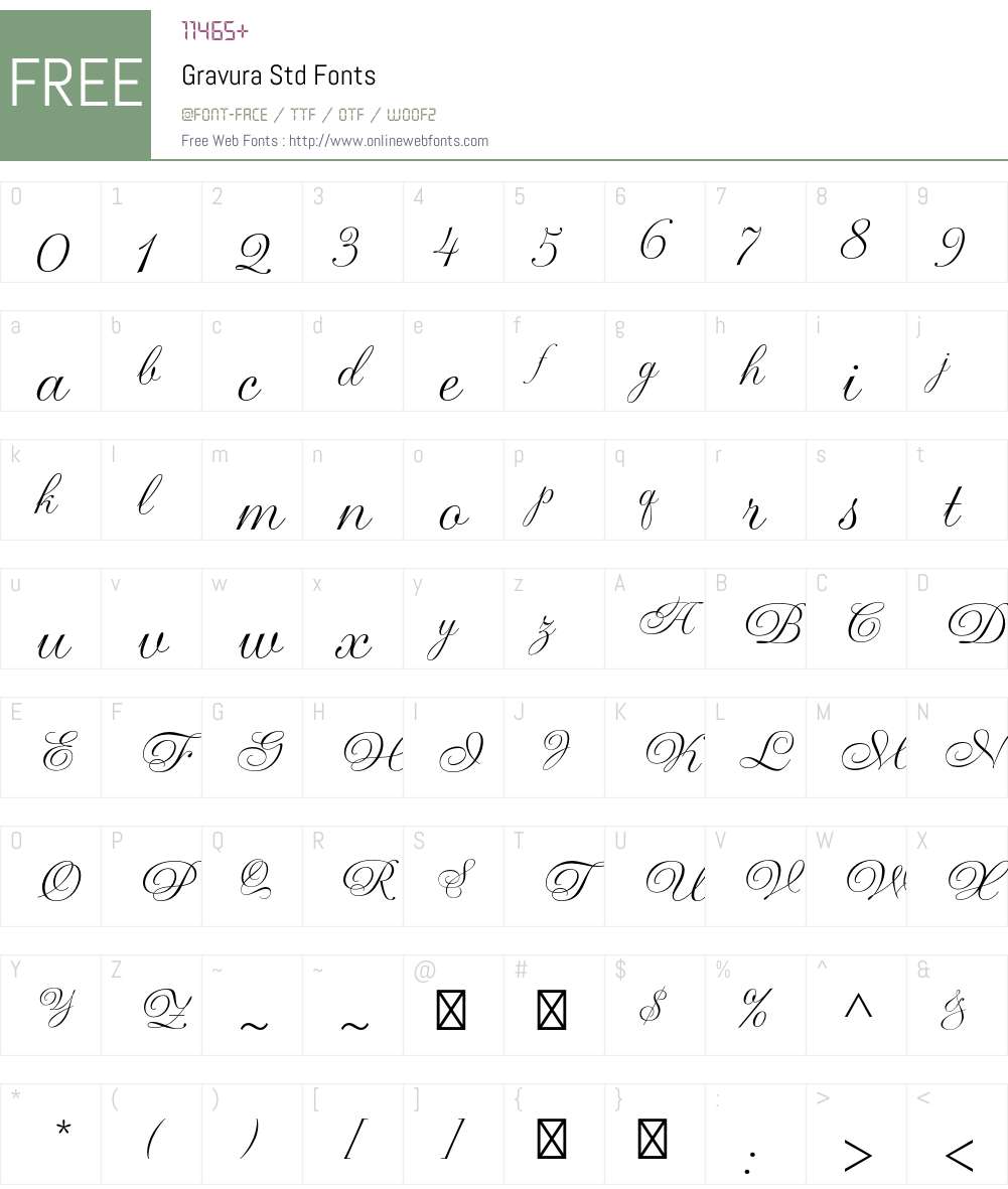 Gravura Std Font Screenshots