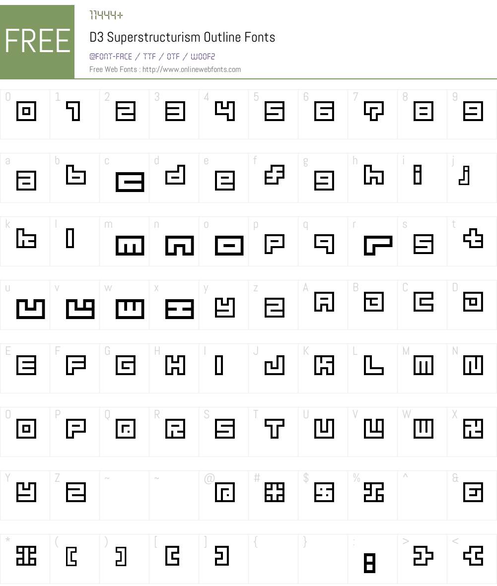 D3 Superstructurism Outline Font Screenshots