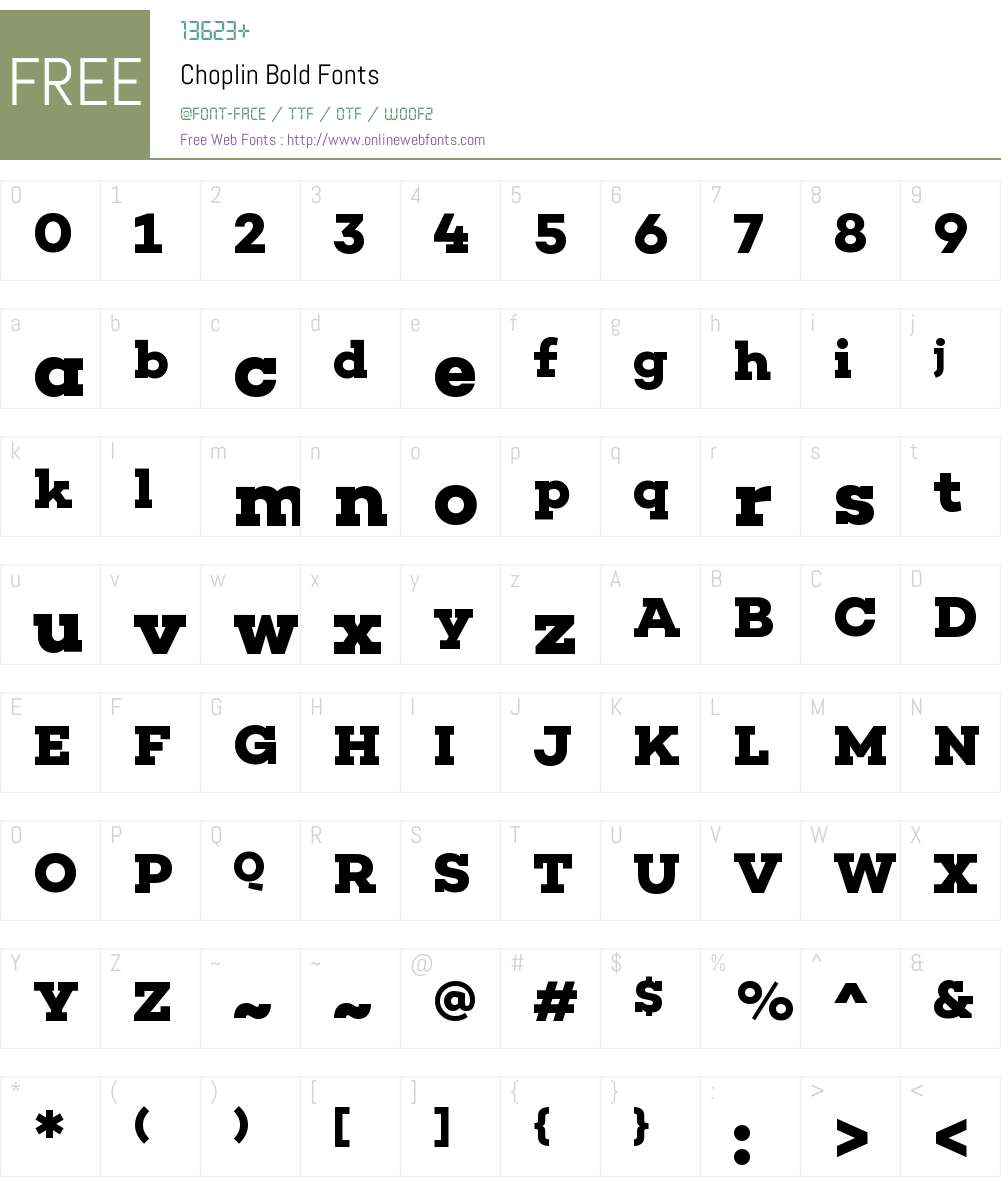 Choplin Book Font Screenshots