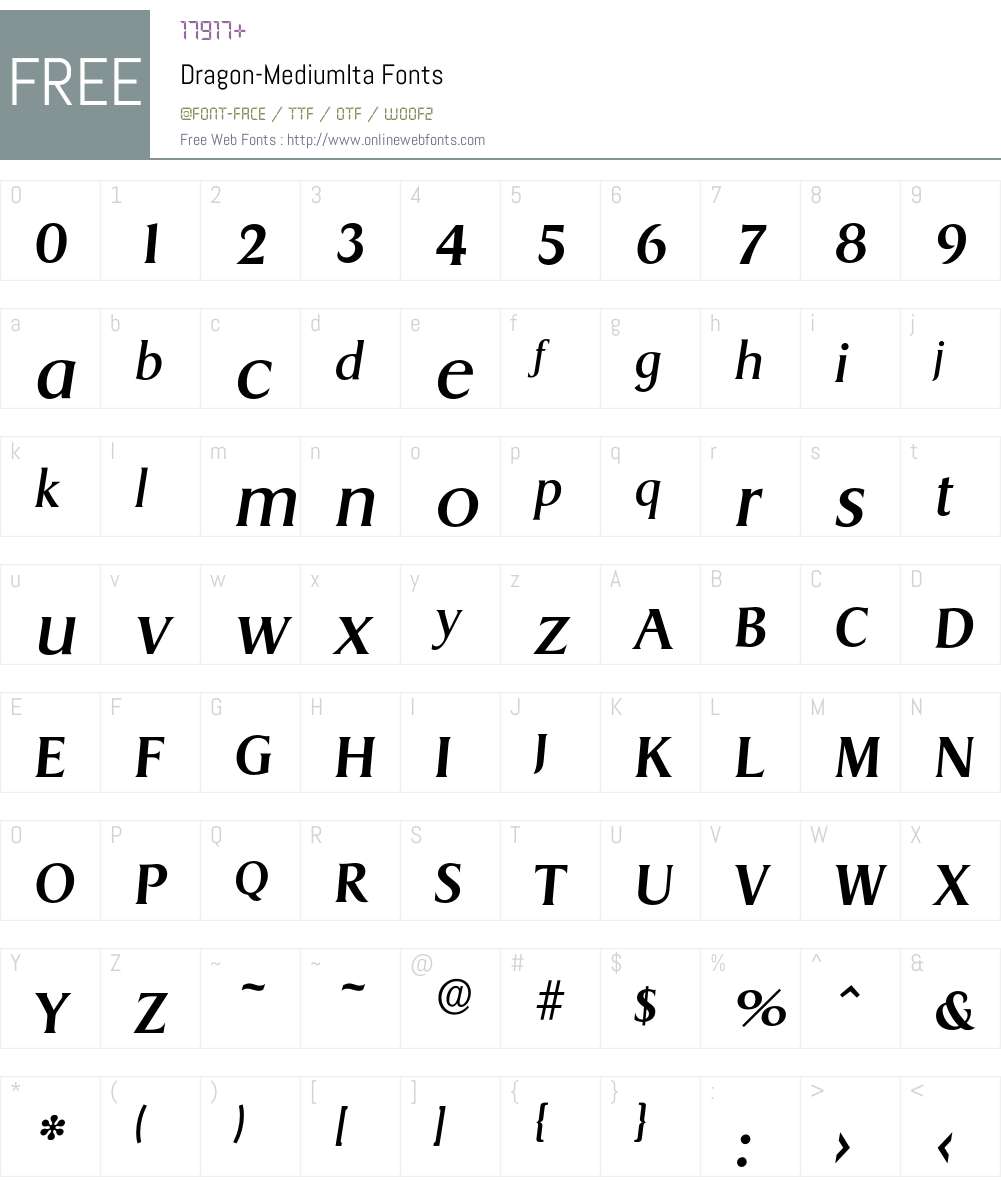 Dragon-MediumIta Font Screenshots