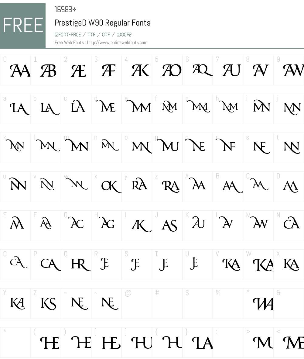 PrestigeDW90-Regular Font Screenshots