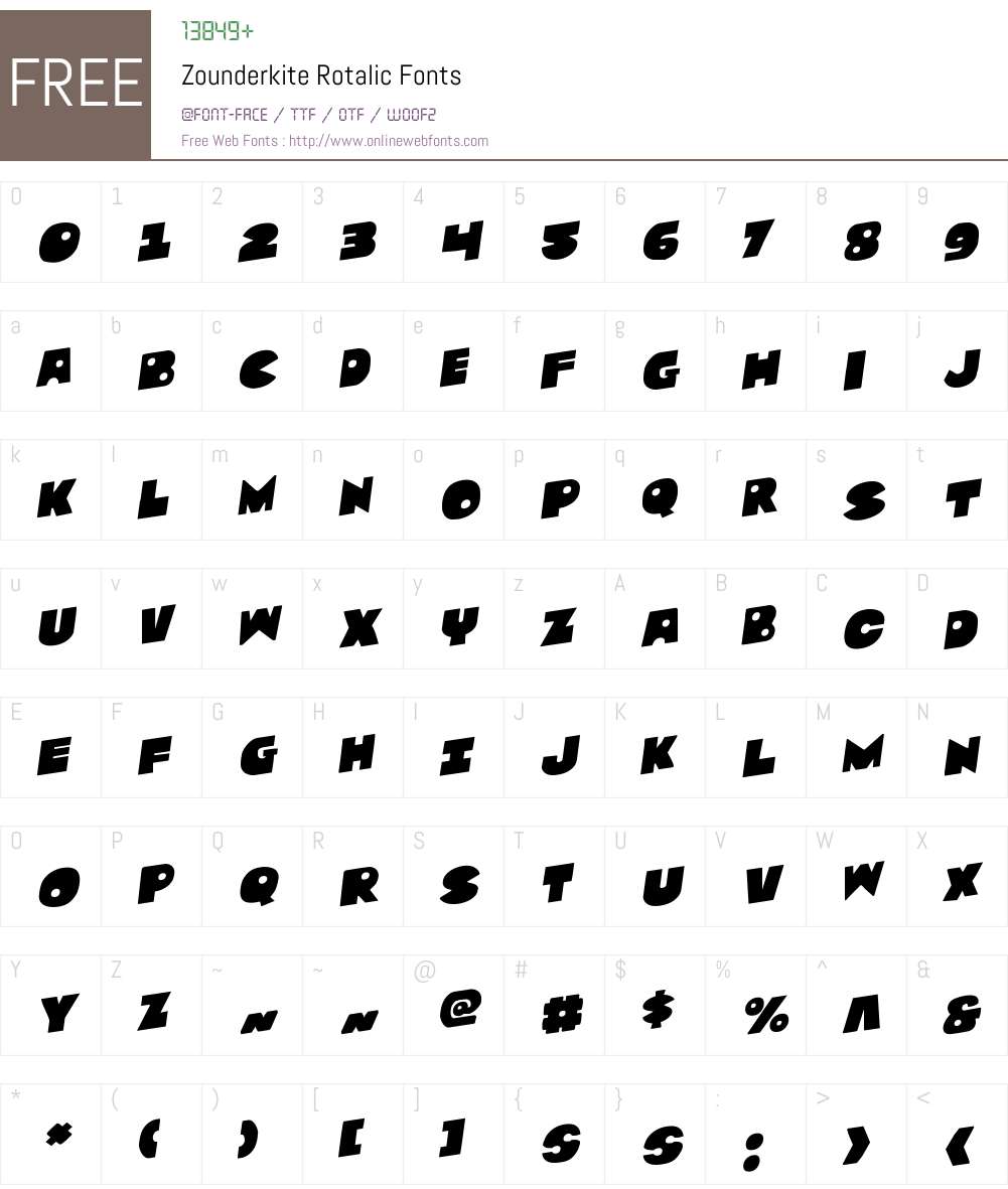 Zounderkite Rotalic Font Screenshots