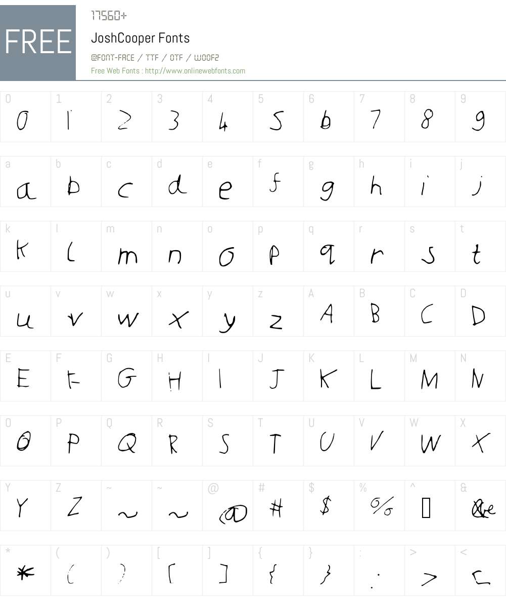 JoshCooper Font Screenshots