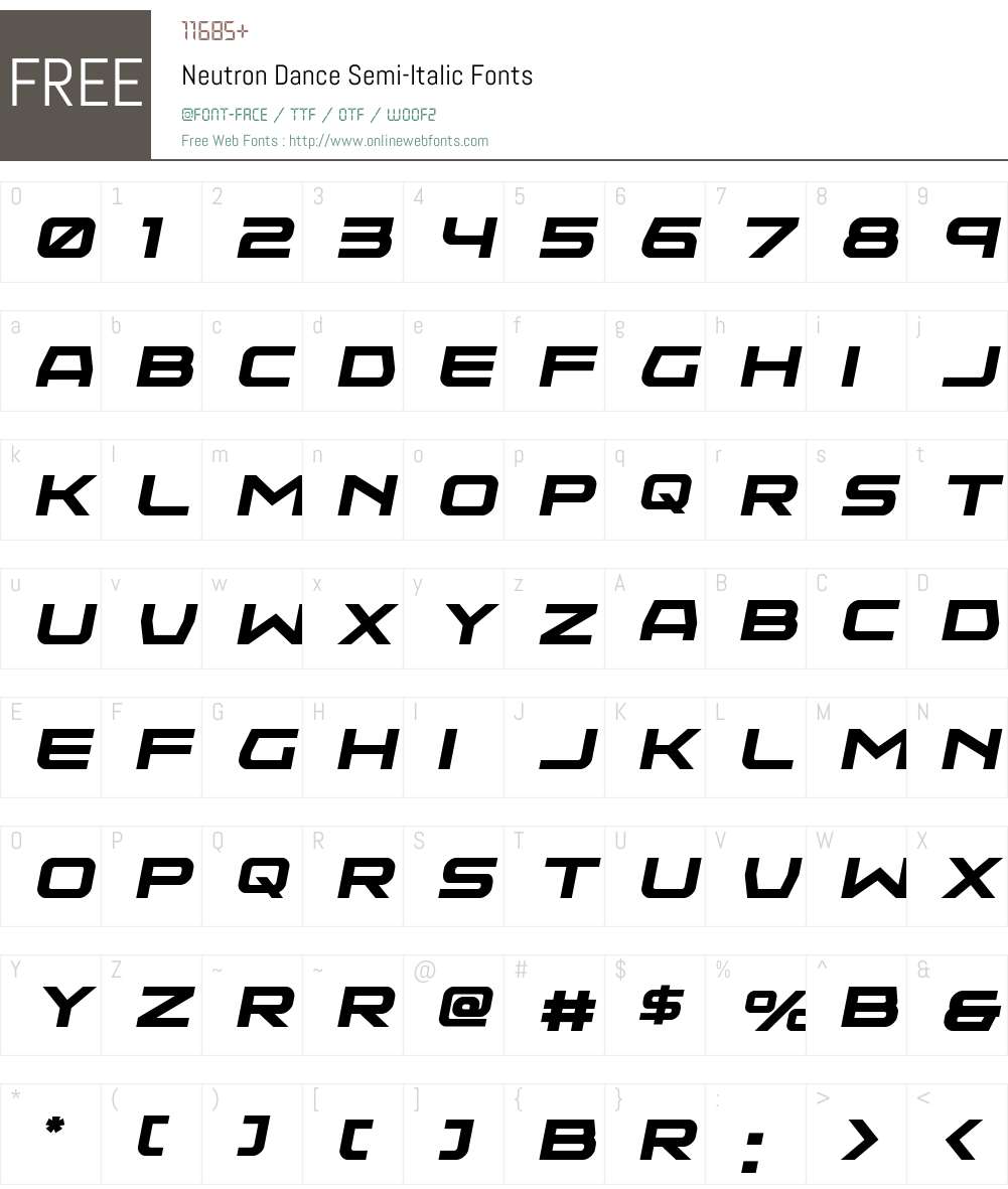 Neutron Dance Semi-Italic Font Screenshots