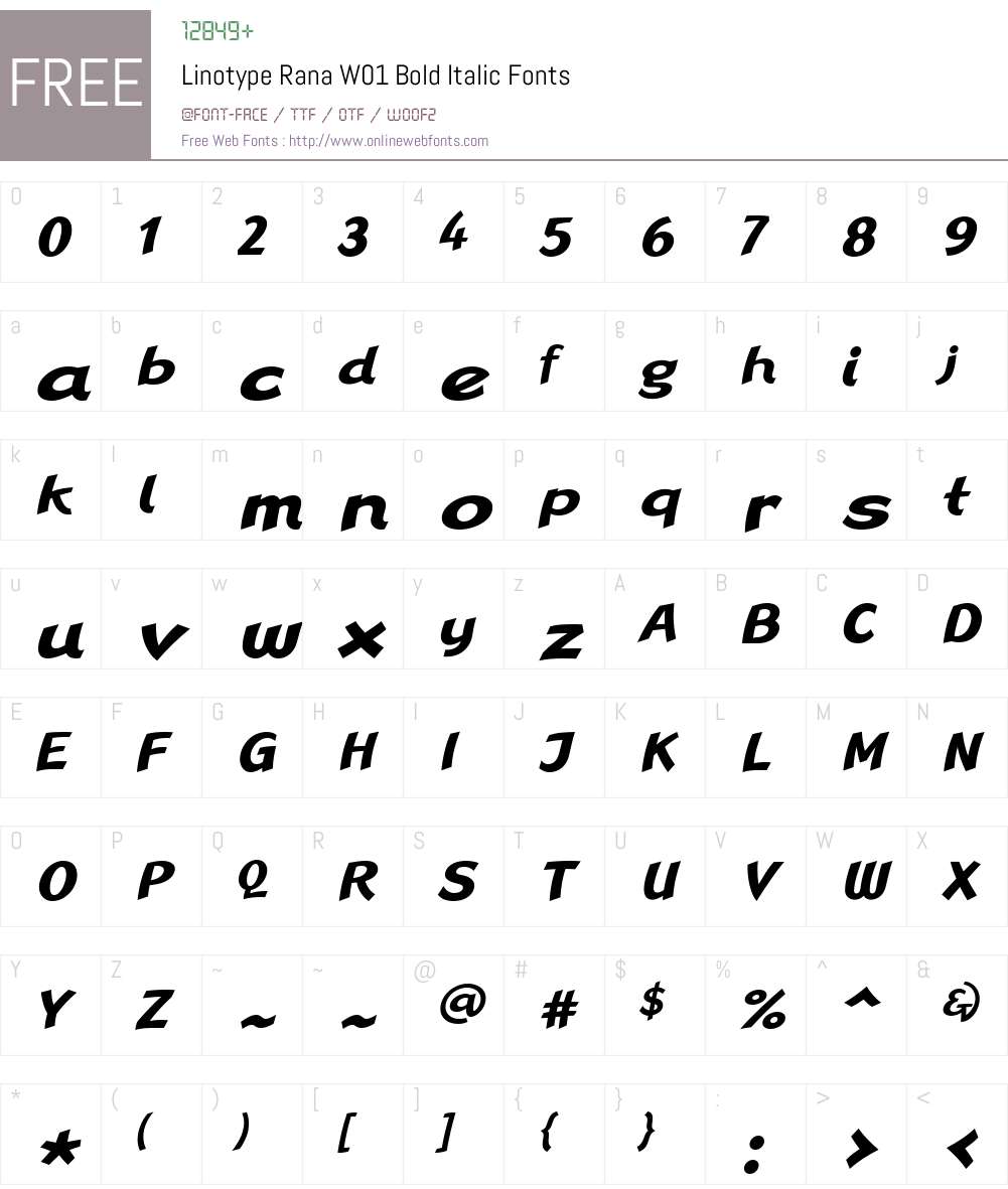 LinotypeRanaW01-BoldItalic Font Screenshots
