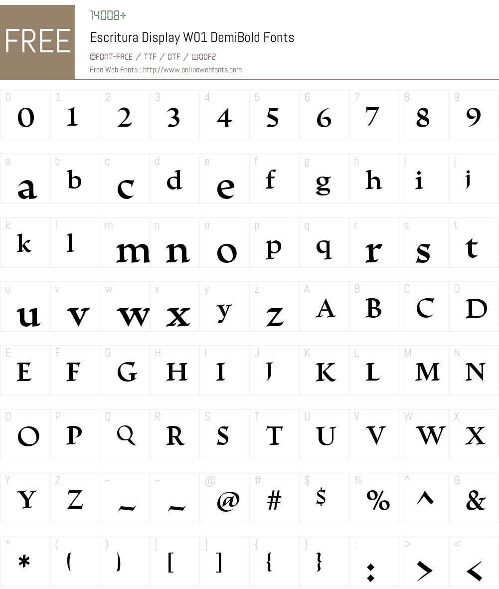 EscrituraDisplayW01-DemiBd Font Screenshots
