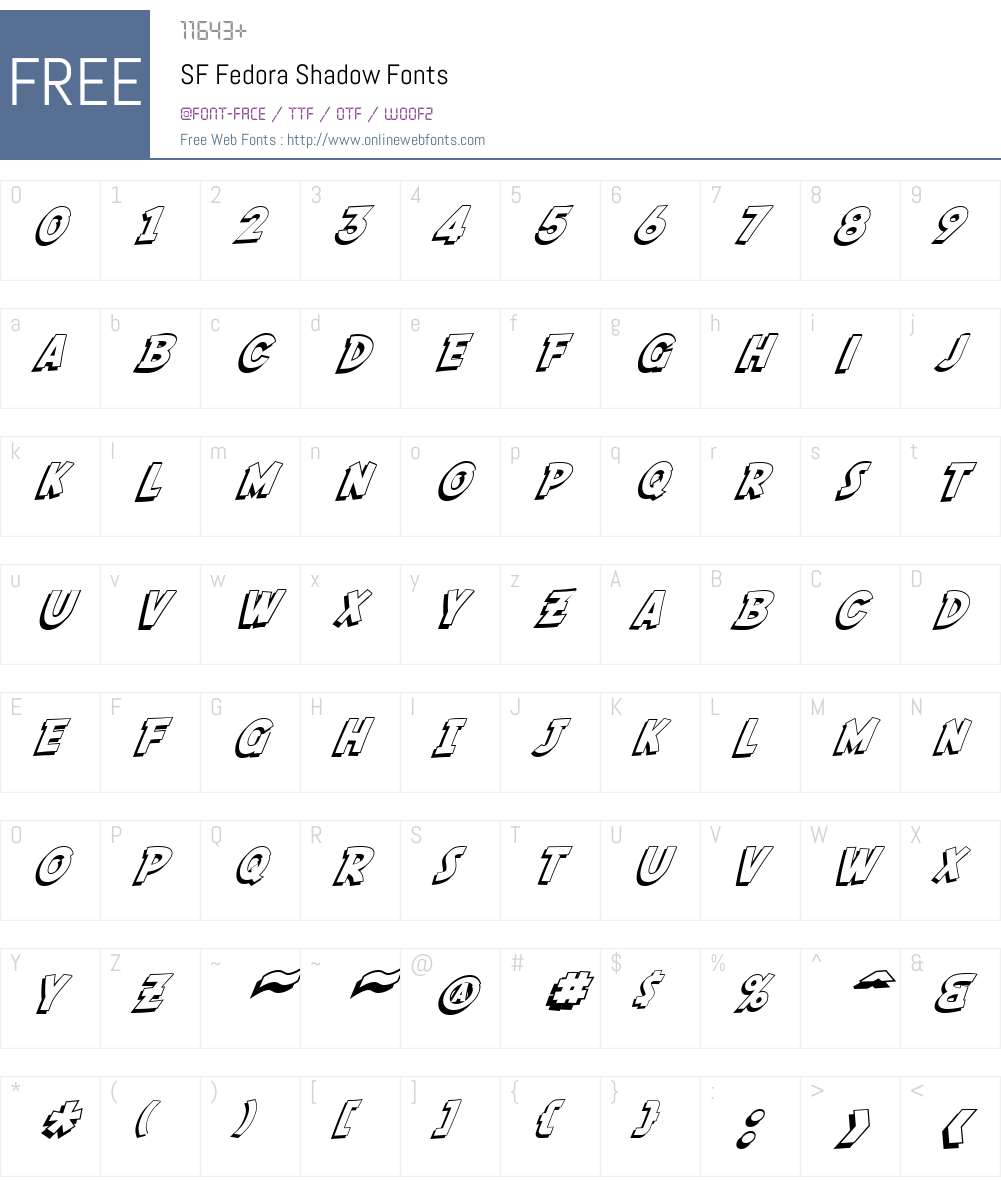 SF Fedora Shadow Font Screenshots
