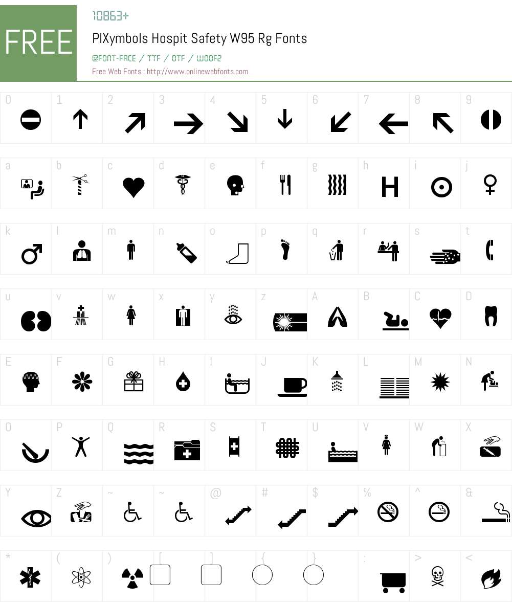 PIXymbolsHospitSafetyW95-Rg Font Screenshots