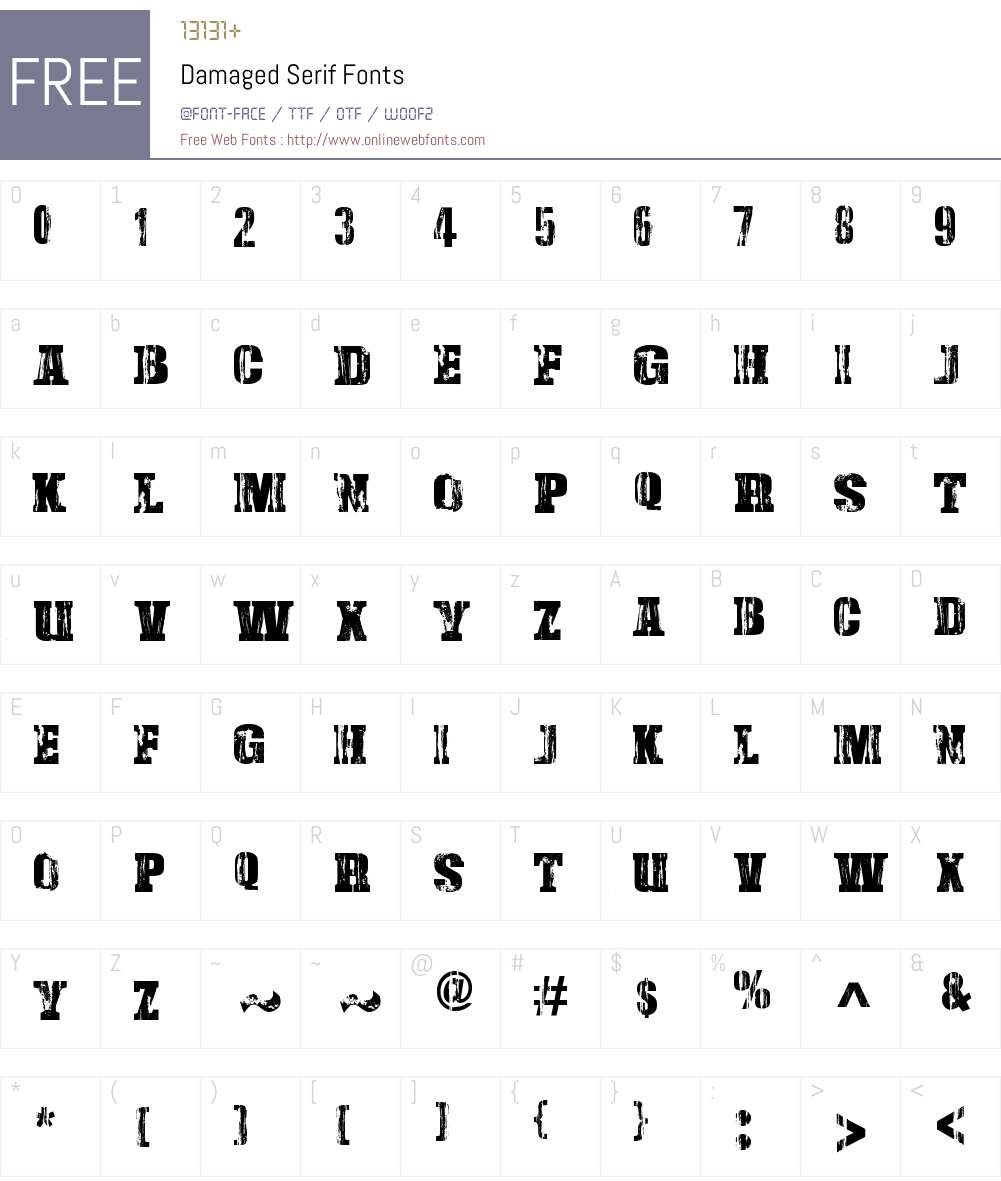 Damaged Serif Font Screenshots