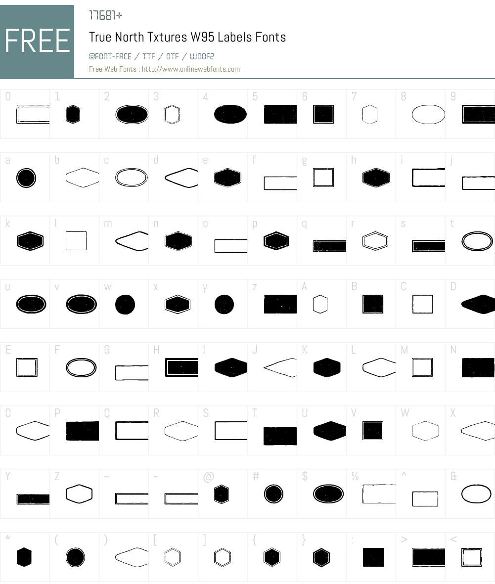 TrueNorthTexturesW95-Labels Font Screenshots