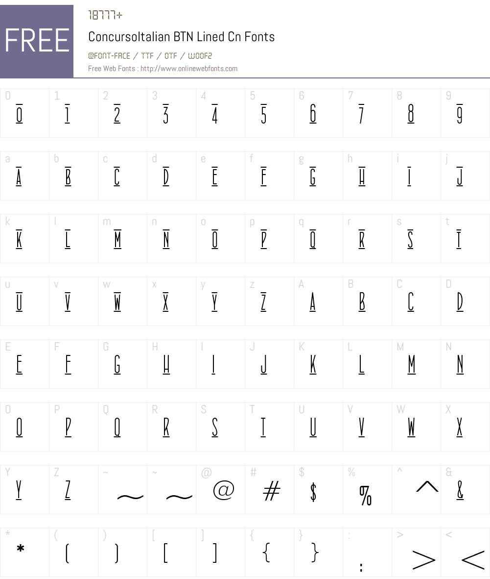 ConcursoItalian BTN Lined Cn Font Screenshots