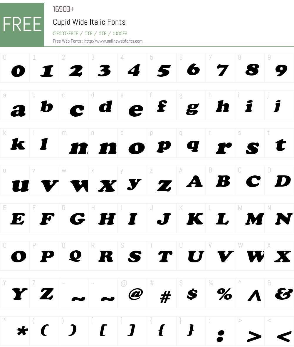 Cupid Wide Font Screenshots