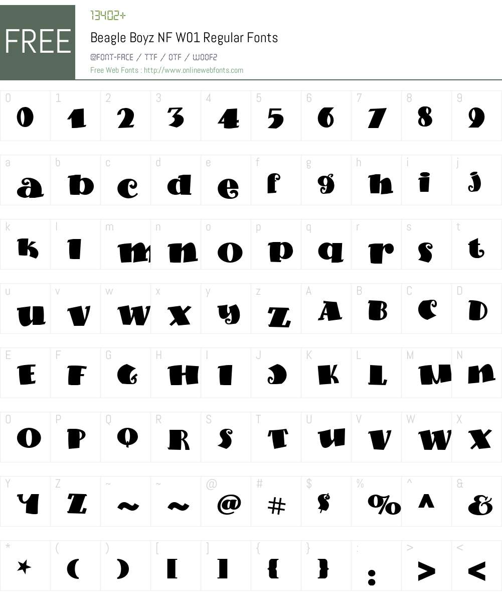 BeagleBoyzNFW01-Regular Font Screenshots