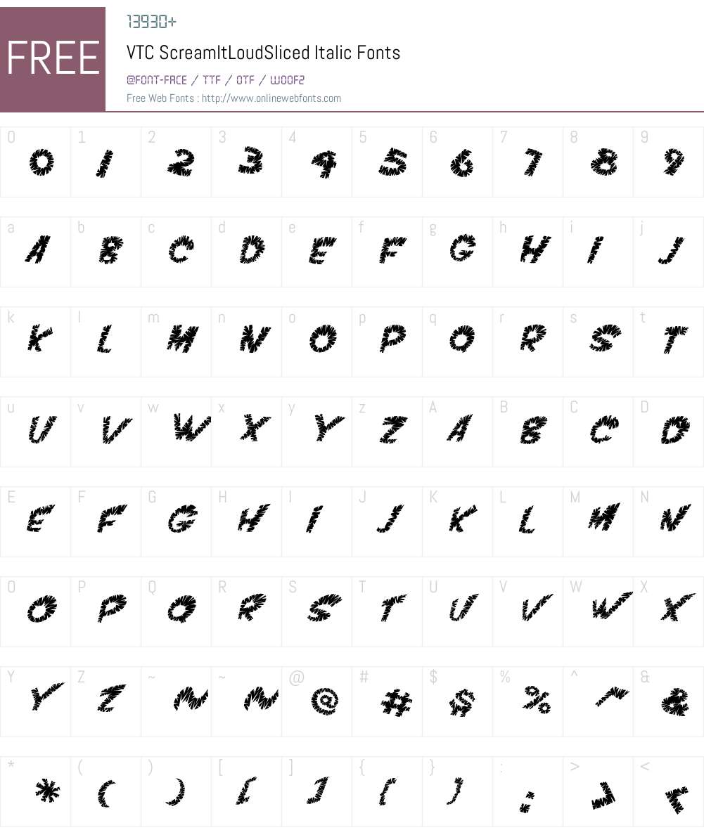 VTC ScreamItLoudSliced Font Screenshots