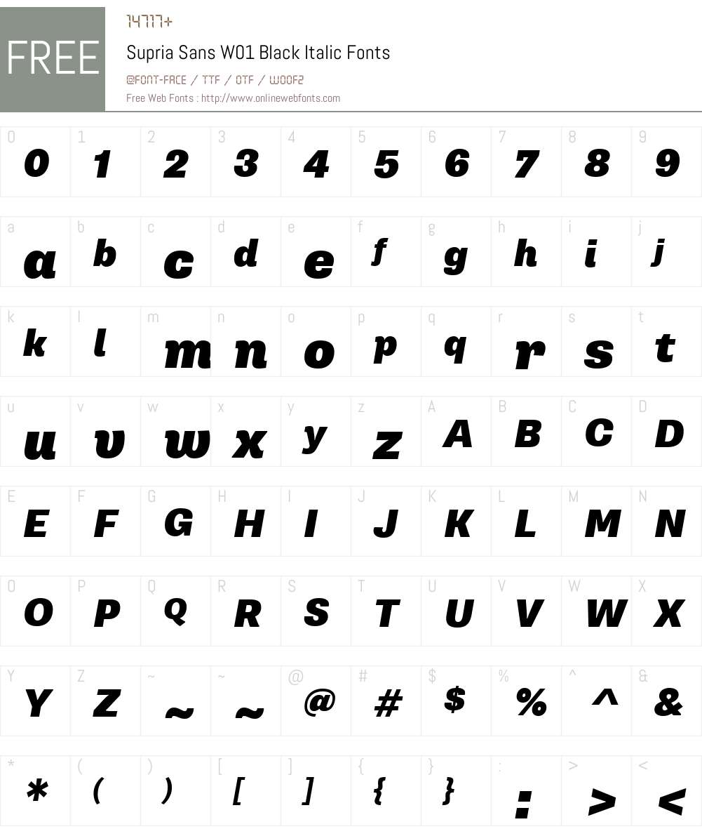 SupriaSansW01-BlackItalic Font Screenshots