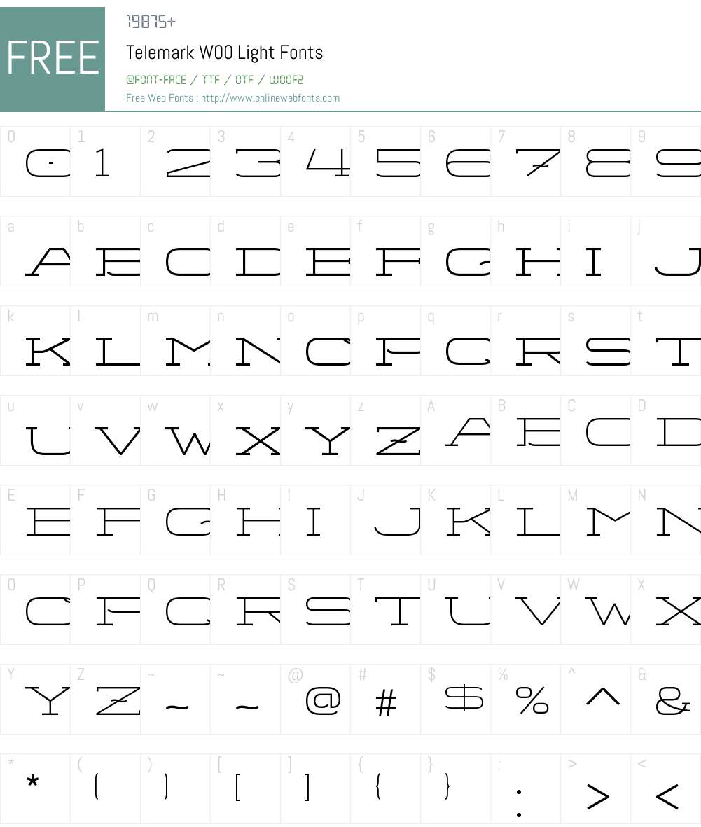 TelemarkW00-Light Font Screenshots