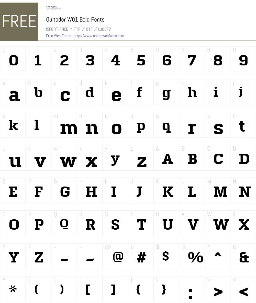 QuitadorW01-Bold Font Screenshots
