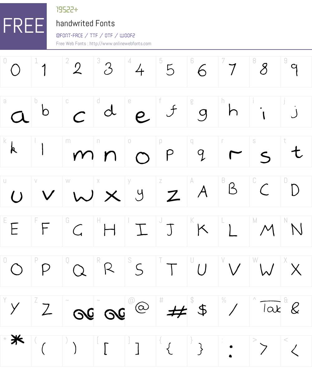 handwrited Font Screenshots