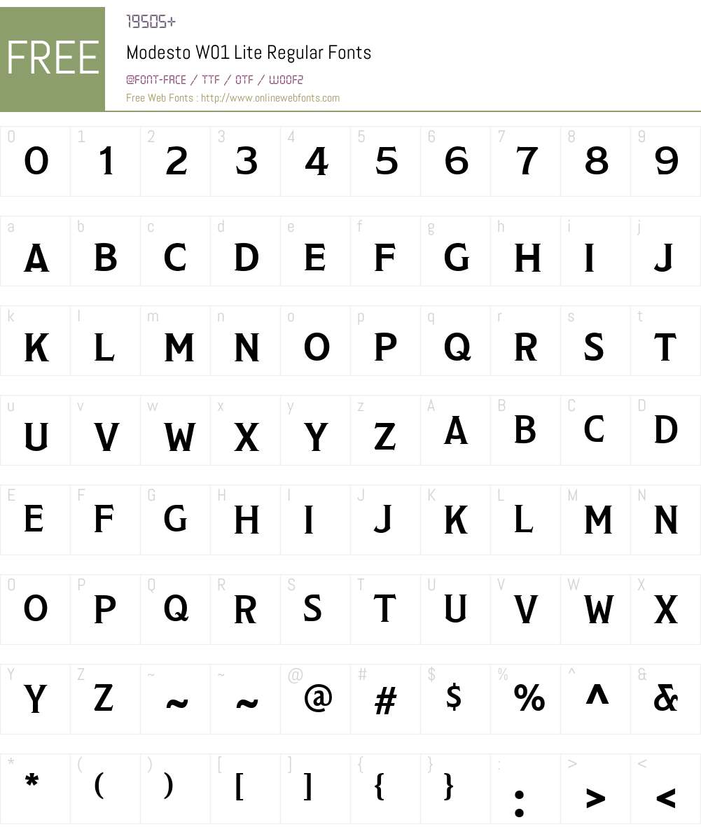 ModestoW01-LiteRegular Font Screenshots