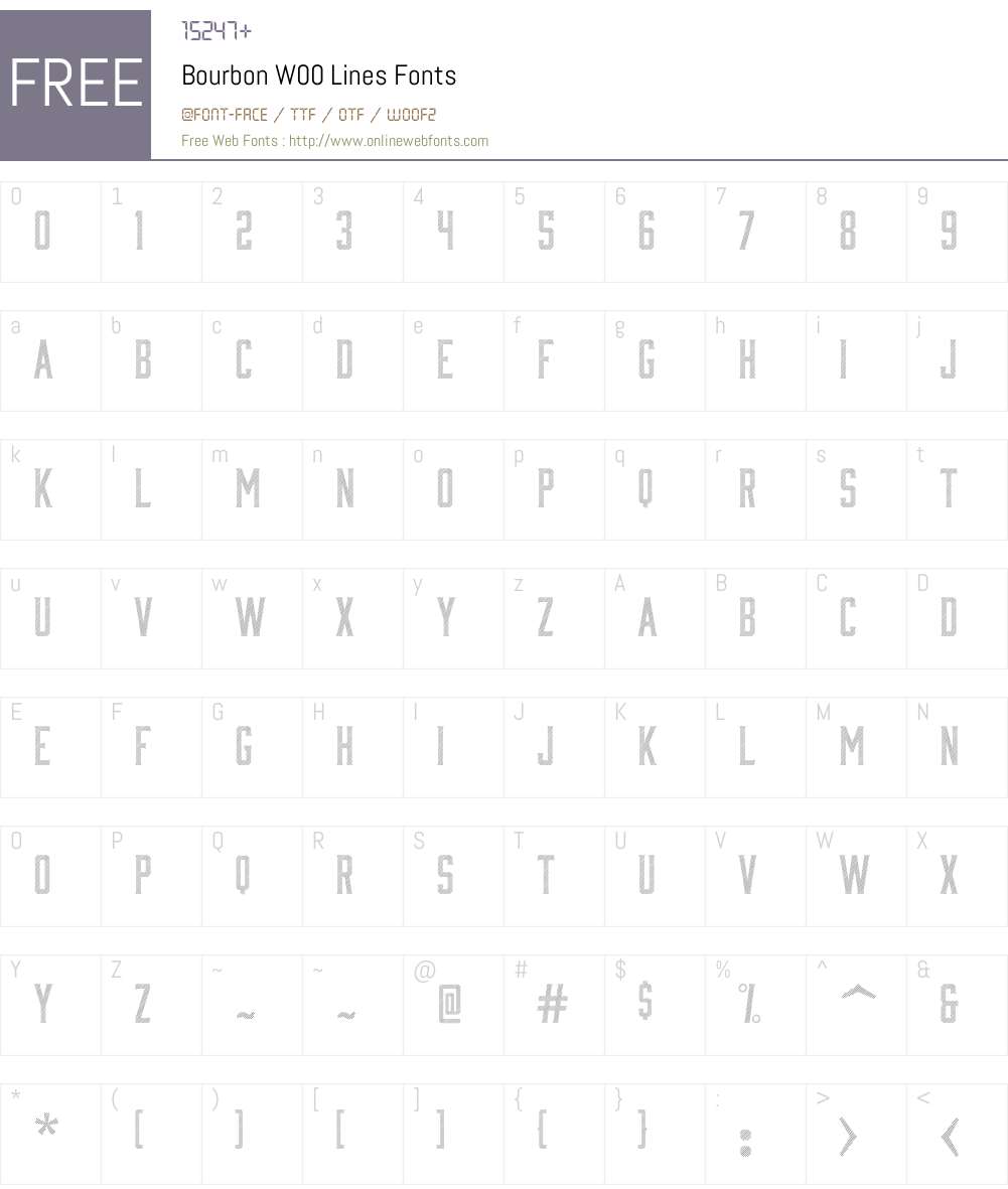 BourbonW00-Lines Font Screenshots