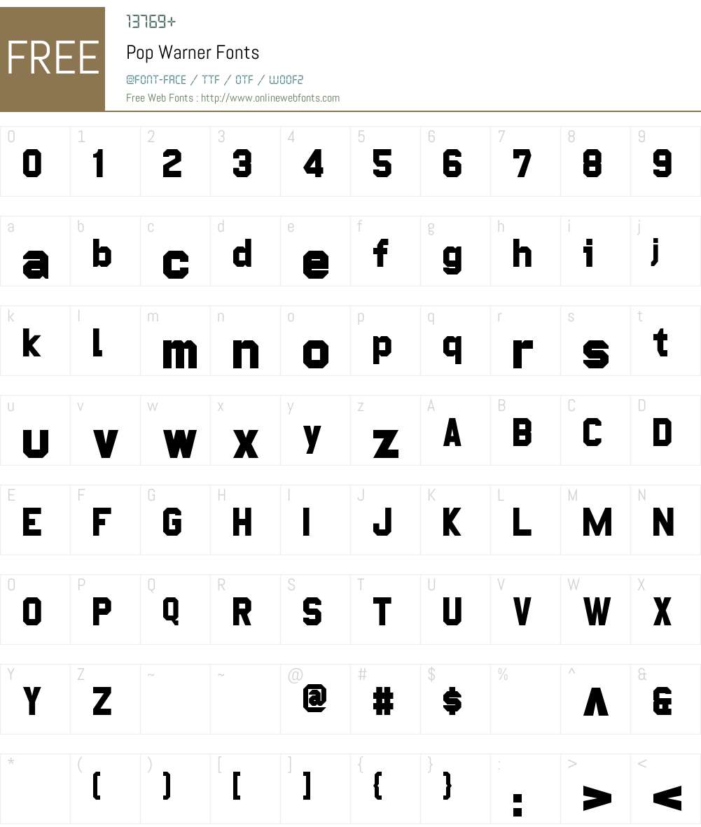 Pop Warner Font Screenshots