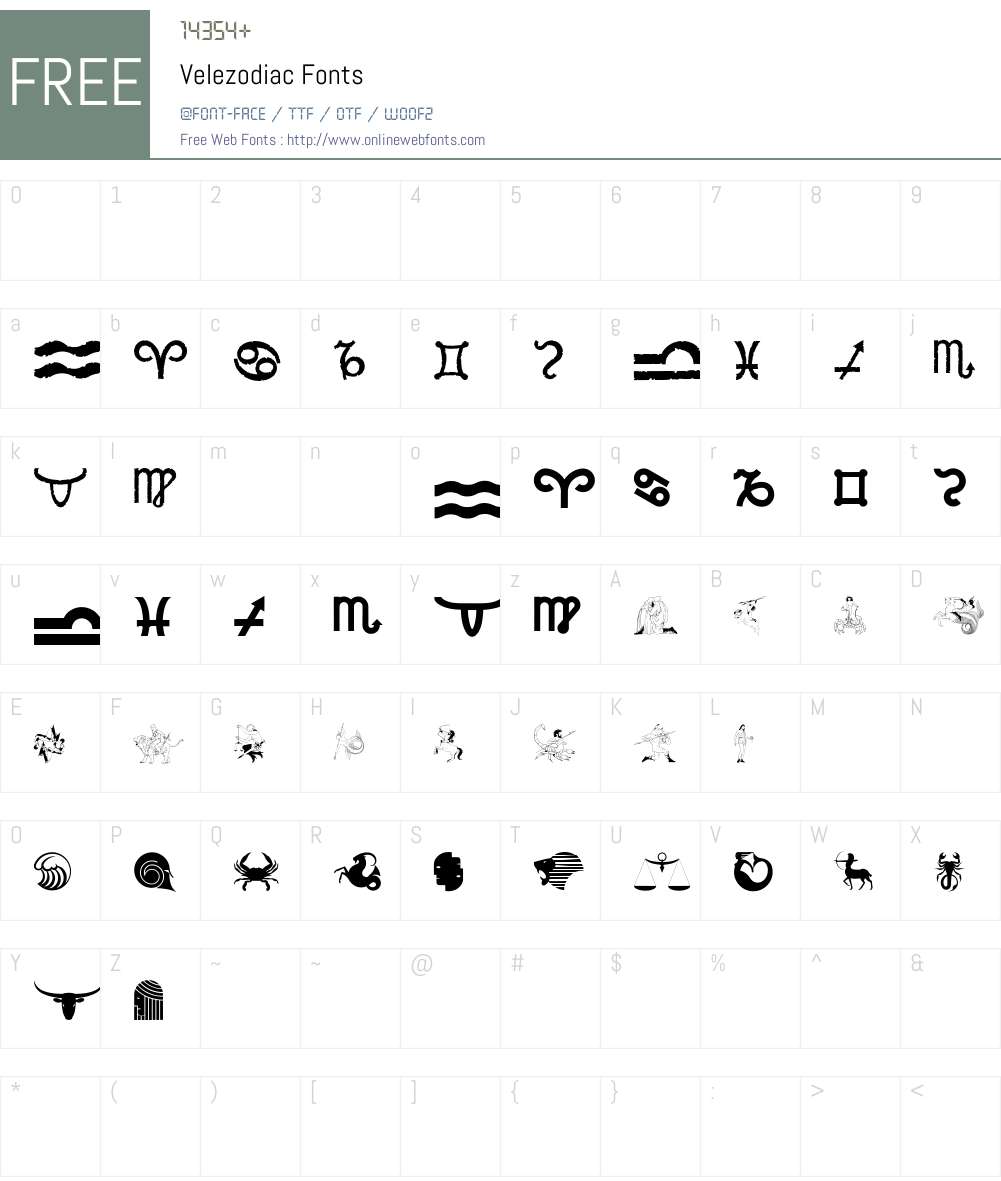 Velezodiac Font Screenshots