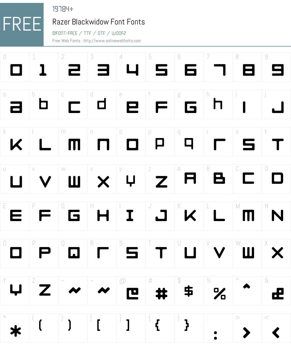 Razer Blackwidow Font Screenshots