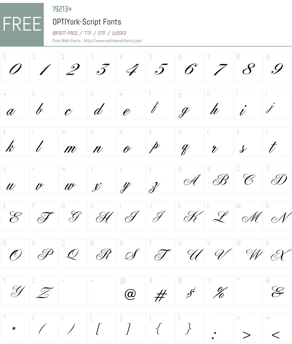 OPTIYork Font Screenshots