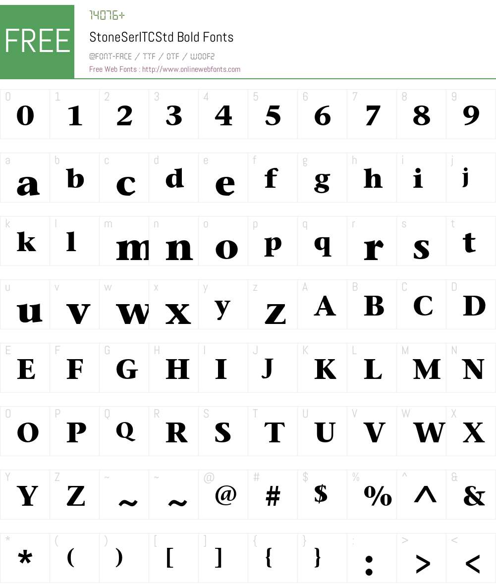 StoneSerITCStd Font Screenshots