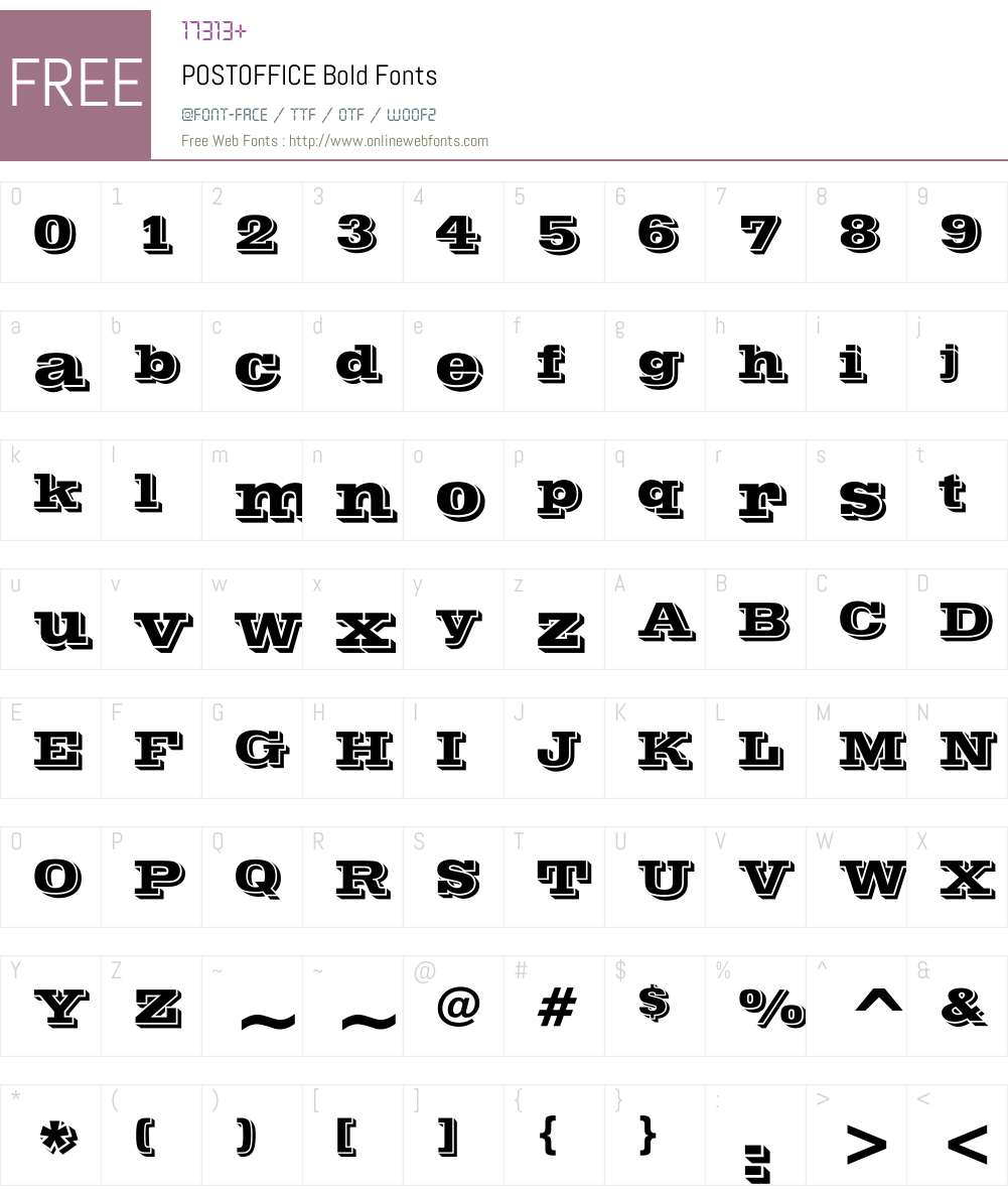 POSTOFFICE Bold Font Screenshots