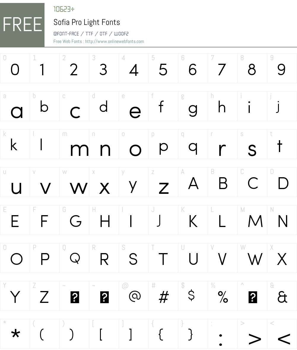 Sofia Pro Light Font Screenshots