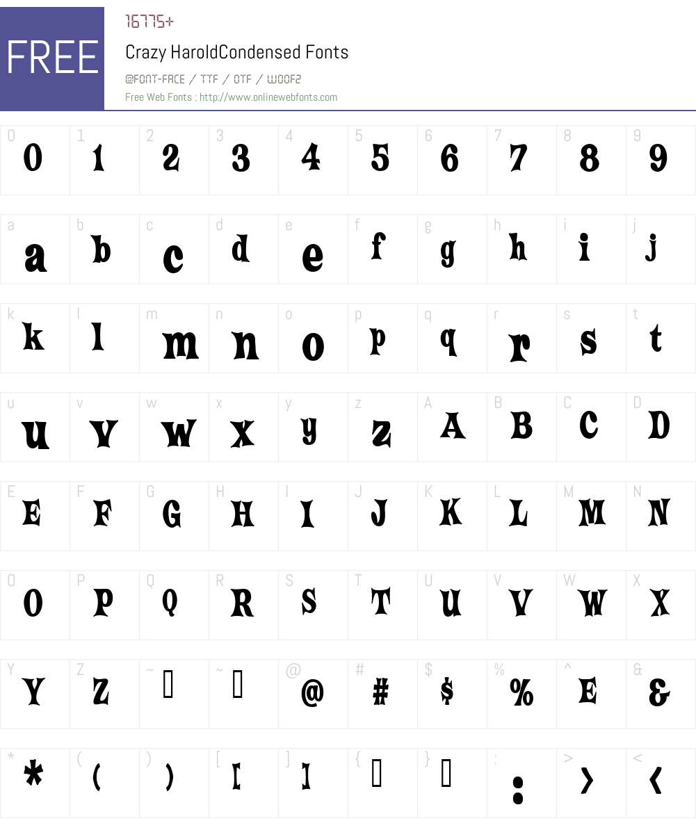 Crazy HaroldCondensed Font Screenshots